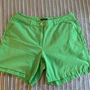 Lauren Ralph Lauren Shorts 100% Cotton Green 7” Inseam Slash Pocket Womens 18W